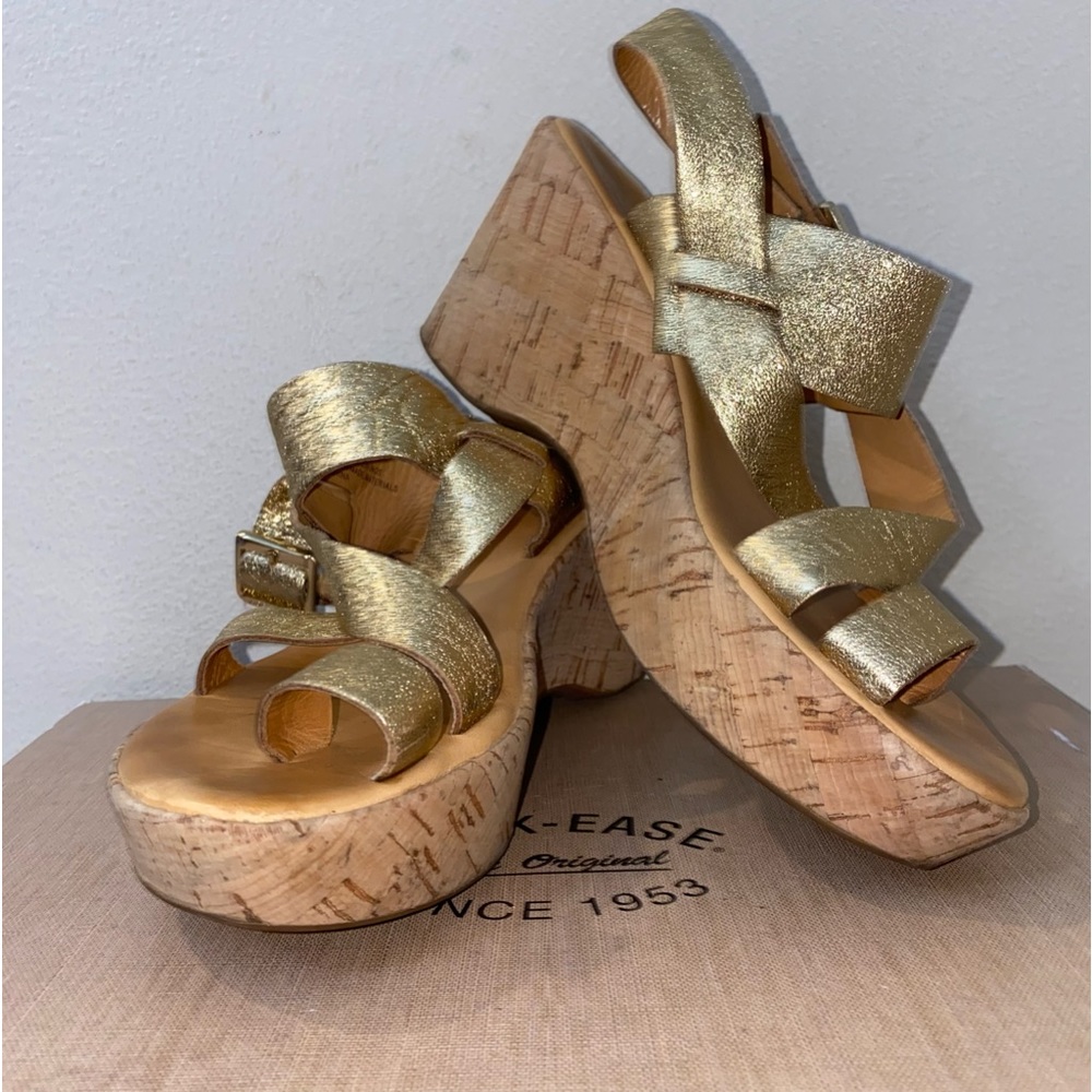 Kork ease  wedge gold size 35.5 /5 upper leather very comfortable